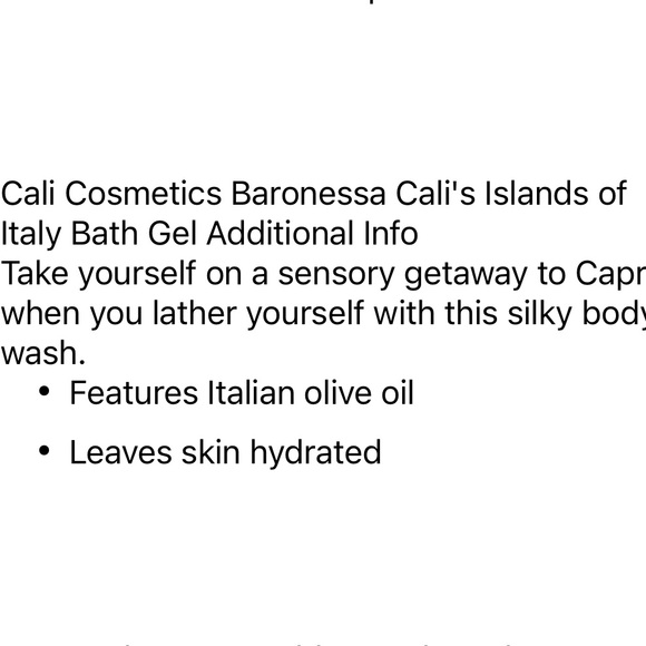 Baronessa Cali’s Islands of Italy Bath Gel - Capri Peach and Champagne. - Picture 4 of 5